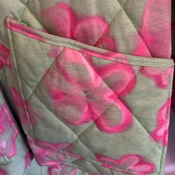 Wild Fable Green Pink Floral Hooded Quilted Jacket Full Zip Women’s Size Small. - Picture 5 of 5